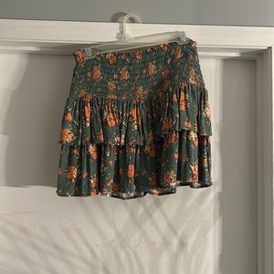 aerie green and coral flower layered skirt